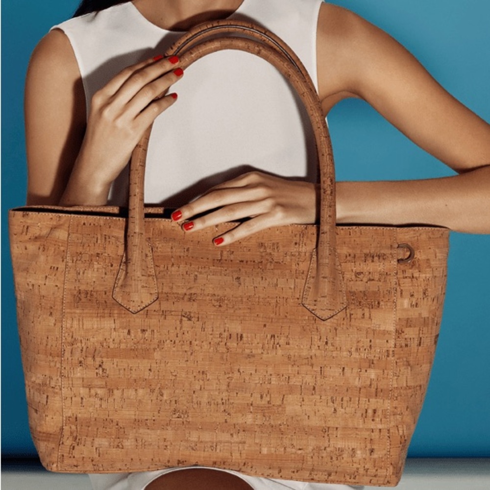 Dagne Dover 13” Cork Summer Work to Beach Tote Organized
